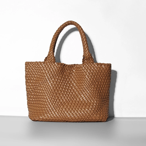 Geflochtene Handtasche Für Damen Große Kapazität Veganes Leder Mit Beutel Magnetverschluss Strand Alltag Retro Stil