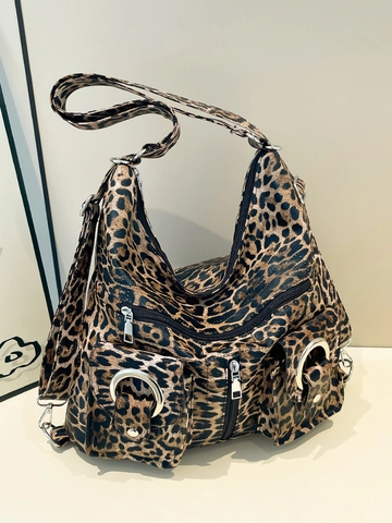 Borsa A Spalla Con Stampa Leopardata In Pelle PU Grande Hobo Tote Tasche Multiple Tracolla Regolabile Streetwear Di Tendenza Donne
