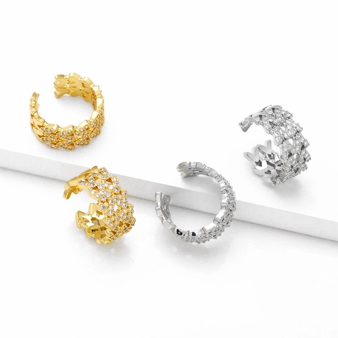 Χάλκινα Σκουλαρίκια Ear Cuffs Χωρίς Τρύπα Μόδα Γεωμετρικά Σχήμα C Με Ζιργκόν Για Γυναίκες Μινιμαλιστικό Στυλ