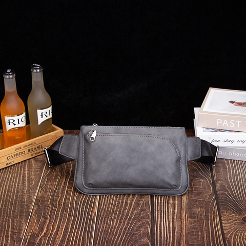 Men Waist Bag Matte PU Leather Waterproof Streetwear Crossbody Chest Pack For Daily Travel Casual Style