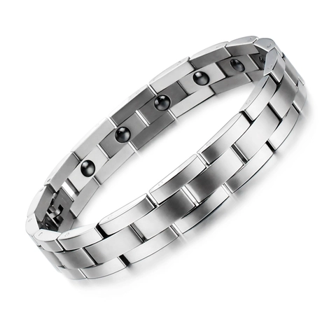 Men Magnetic Therapy Bracelet Titanium Steel Polished Geometric Link Chain Health Jewelry Gift