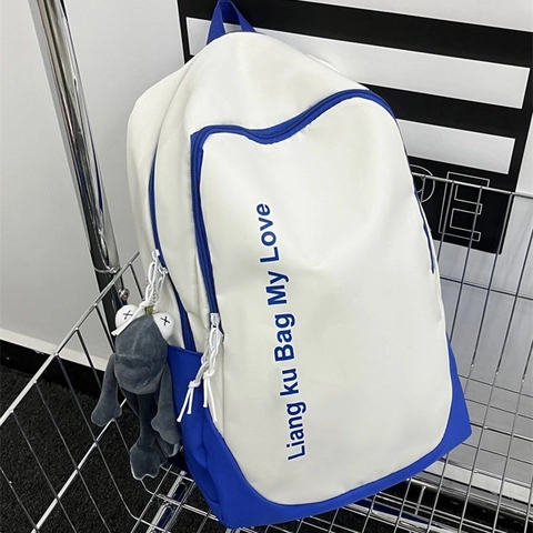 Mochila Oxford Impermeable Ligera Gran Capacidad Color De Contraste Bolsa Escolar Para Adolescentes Estudiantes Streetwear Moda