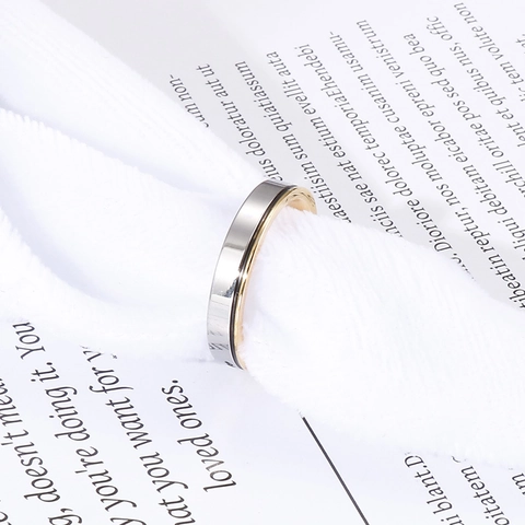 Anillo Inciso Forever Love Placcato Oro 18K Acciaio Titanio Zirconia Cubica Gioielli Moda Uomo Donna