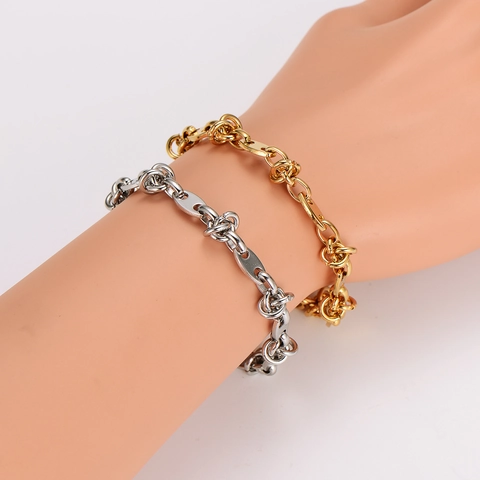 Gliederkette Armband 304 Edelstahl 18K Vergoldet Minimalistisches Hohles Design Mode Schmuck Für Damen Herren
