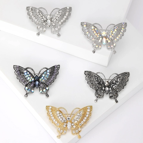 Spilla A Farfalla Vintage Elegante In Lega Strass Cristallo Traforata Accessorio Per Abbigliamento Da Donna