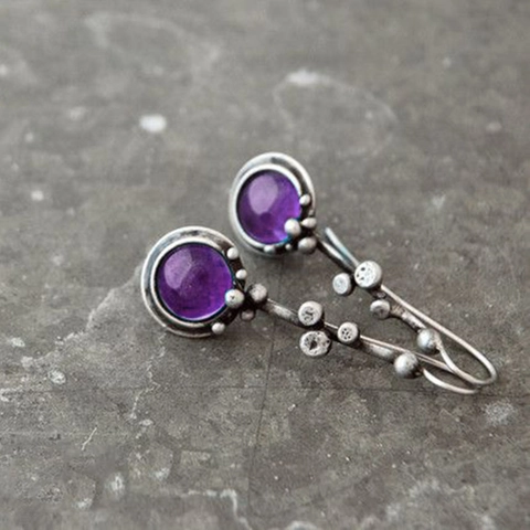 Boucles D'oreilles Pendantes En Pierre De Lune Vintage Argent Antique Forme De Branche Style Artisanal Pour Femmes