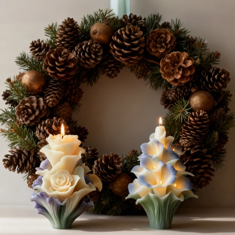 Silicone Christmas Tree Candle Mold Floral Calla Lily Rose DIY Handcrafted Home Decor Aroma Soap Resin Craft Making Tool