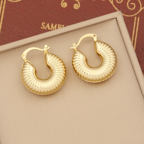 Orecchini In Rame Placcati Oro Per Donna Cerchi Geometrici Cavi Stella Intrecciata Stile Topo Cartone Animato