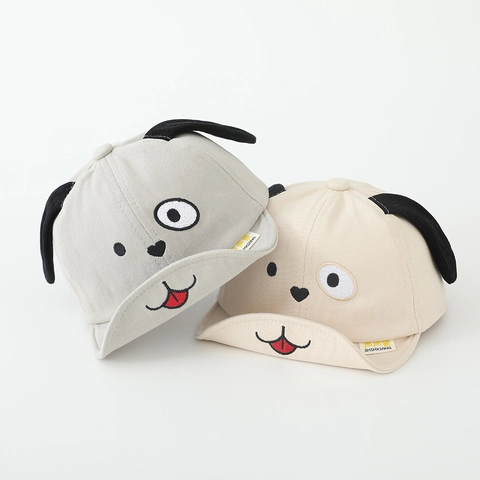 Kinder Baumwolle Baseballkappe Weiche Krempe Cartoon Hund Gesicht Stickerei Lange Ohren Kleinkind Sonnenhut Für Babys