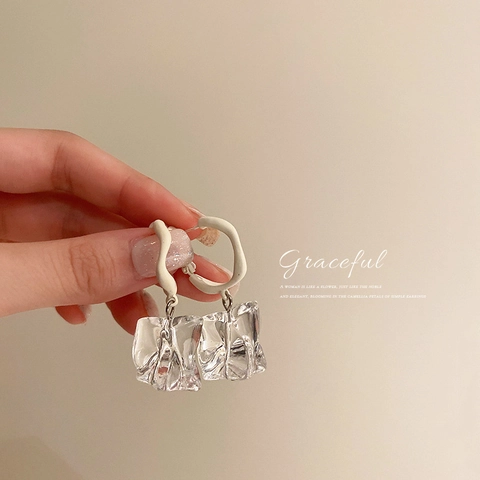 Irregular Acrylic Dangle Earrings With 925 Sterling Silver Earring Post Alloy Korean Ins Style For Women Holiday Party