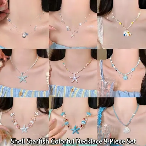 Collar Con Colgante De Estrella De Mar Y Concha Perlas Artificiales De Imitación Aleación Estilo Bohemio De Vacaciones Accesorio Para Mujer