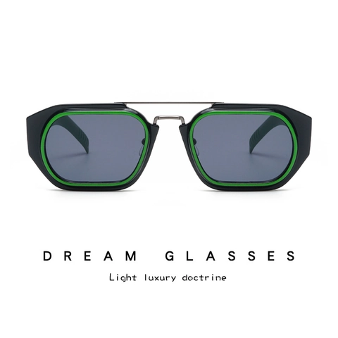 Vintage Eckige Sonnenbrille Metall Doppelsteg UV Schutz Mode Reise Brille Für Damen Herren