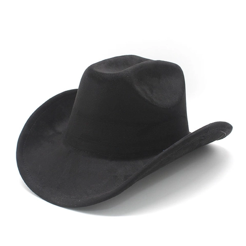 Western Cowboy Hut Retro Wildleder Filz Breite Krempe Fedora Jazz Sonnenhut Für Herren Damen Outdoor Mode