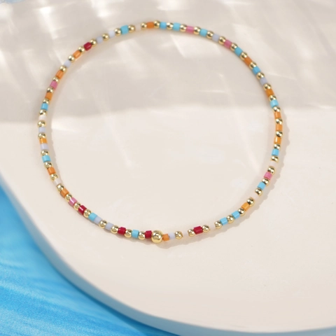 Handgefertigtes Perlenarmband Buntes Glas Heishi Perlen Kupfer Spacer Boho Strand Schmuck Für Damen