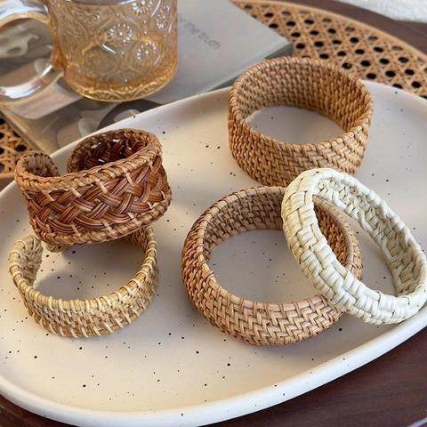 Bracciale In Rattan Intrecciato A Mano Fibra Naturale Stile Boho Etnico Gioielli Fatti A Mano Per Donne
