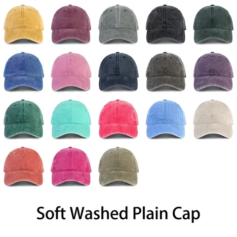 Washed Cotton Baseball Cap Retro Sun Moon Embroidered Distressed Adjustable Outdoor Sport Sun Protection Hat For Men Women
