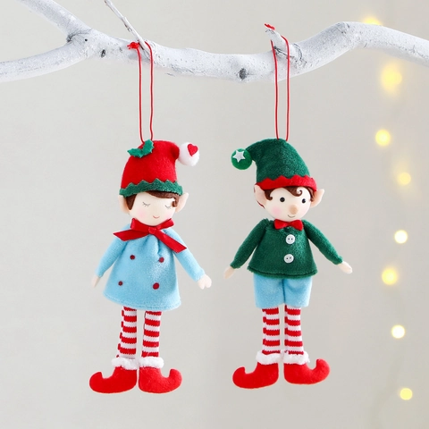 Kerst Elf Pop Hangend Ornament Pluche Stof Schattige Gestreepte Benen Boom Decoratie Feestelijke Vakantie Decor