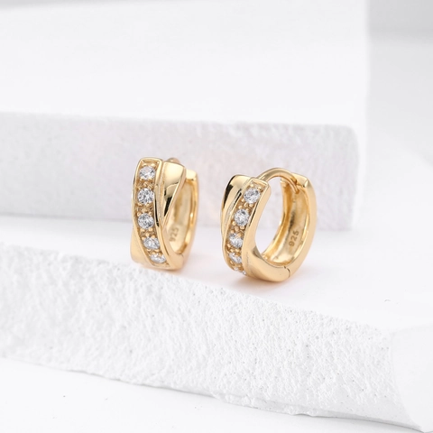 925 Sterling Silver Interlocking Hoop Earrings Fashion Simple Micro Inlaid Zirconia Geometric Ear Buckle Jewelry For Women