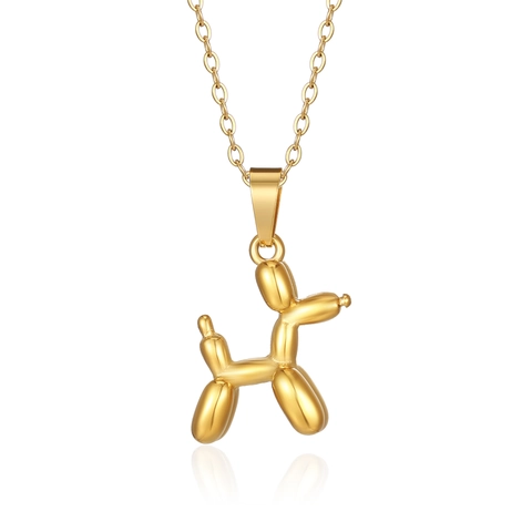 Collar Con Colgante De Perro Globo Acero Inoxidable Chapado En Oro De 18K Joyas De Moda Minimalistas Para Mujeres