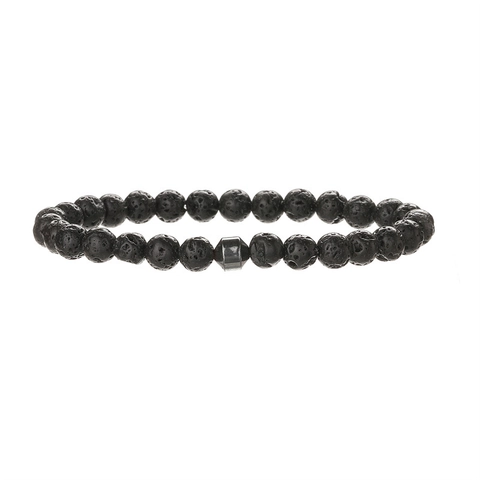 Natural Stone Beaded Bracelet Lava Stone Tiger Eye Malachite Agate Elastic Handmade Jewelry For Men Women