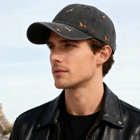Vintage Baseballkappe Aus Gewaschener Baumwolle Mit Besticktem Dackelmuster Verstellbare Retro Outdoor Sporthut Herren Damen
