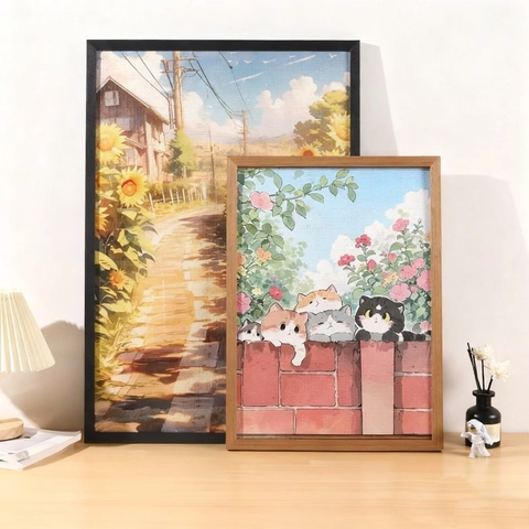 Solid Wood Jigsaw Puzzle Picture Frame Rectangular Desktop Wall Hanging Minimalist Home Art Decor