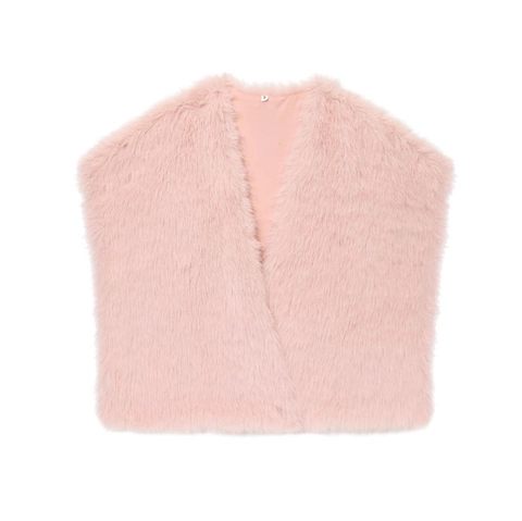 Chaleco De Piel Sintética Mujer Sin Mangas Cremallera Chaleco Esponjoso Color Sólido Elegante Otoño Invierno