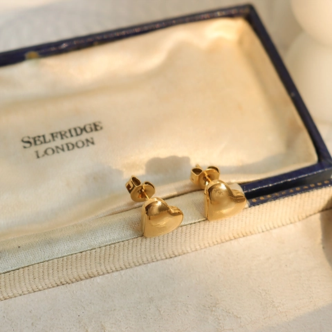 Hartvormige Knopoorbellen 316L Titaniumstaal 18K Verguld Minimalistisch Chique Dagelijks Kantoor Sieraden Voor Vrouwen