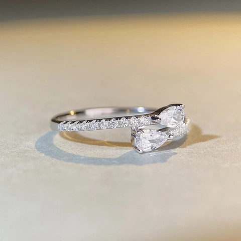 925 Sterlingsilber Tropfen Ring Für Damen Eleganter Bypass Zirkonia Eingelegt Anspruchsvoller Einfacher Mode Finger Schmuck