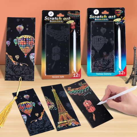 Segnalibri Da Grattare Monumenti Stile Antico Carta Disegno DIY Cancelleria Con Penna Per Bambini Adulti Regalo