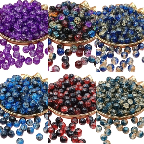 Perline Di Vetro Tonde Texture Crepata Colorate Perline Distanziatrici Per Creazione Di Gioielli Fai Da Te Bracciali Collane