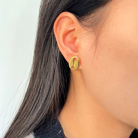 Coffee Bean Stud Earrings Stainless Steel Oval Geometric Mirror Polished Daily Fashion Jewelry For Women