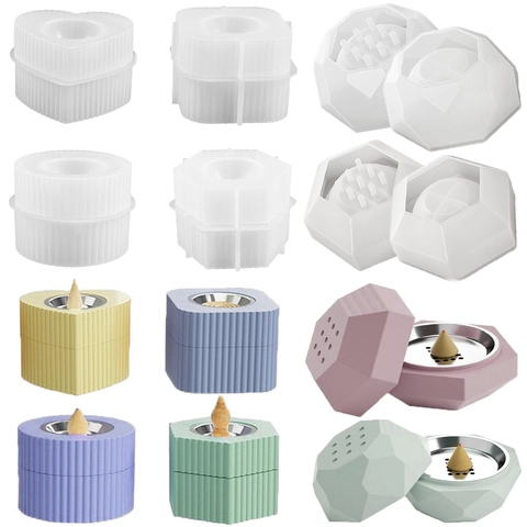Siliconen Mal Wierookbrander DIY Hars Gieten Aromatherapie Houder Strepen Geometrische Huisdecoratie Handwerk