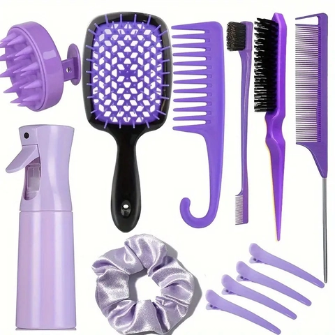 Pettine Per Capelli Spazzola Massaggio Cuoio Capelluto Spray Mollette Elastico Plastica ABS Strumento Districante