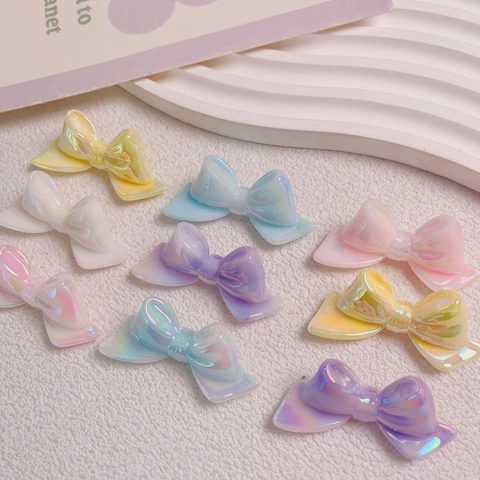 Bow Tie Beads Luminous Glow In The Dark Iridescent UV Plated Acrylic For DIY Keychain Craft Jewelry Making Accessories