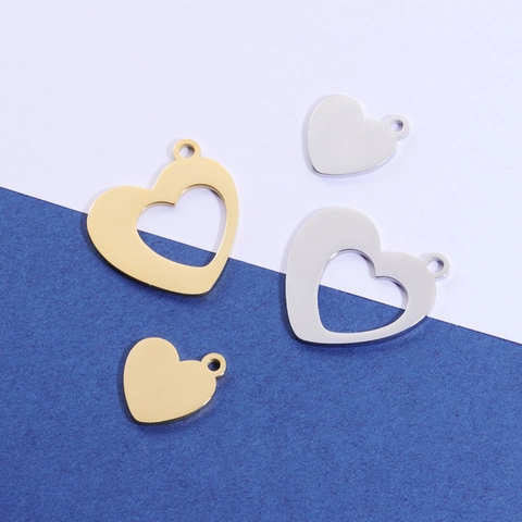 Heart Pendants 304 Stainless Steel Hollow Out Mirror Polished DIY Jewelry Making Charms For Couples Friends