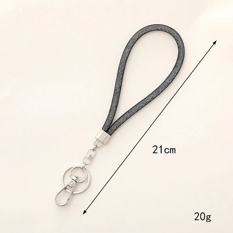 Fashion Rhinestone Mesh Rope Keychain Lanyard For Women Shiny Glitter Phone Strap With Metal Buckle Versatile Bag Pendant