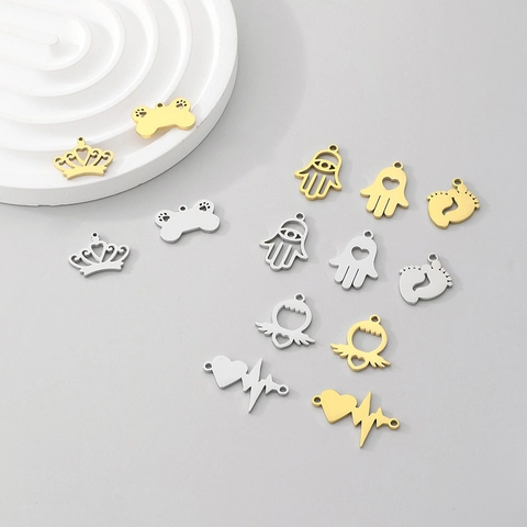 Pendentifs Bijoux DIY Acier Inoxydable Formes Mixtes Crâne Cœur Couronne Main De Hamsa Amour Accessoires Création
