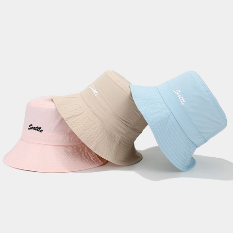 Seattle Embroidered Bucket Hat Quick Dry Cotton Polyester Waterproof Breathable Outdoor Sun Hat For Men Women Casual