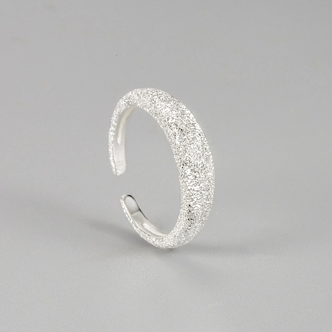 S925 Sterling Silver Frosted Glitter Open Ring Starry Sky Galaxy Adjustable Minimalist Fashion Jewelry Finger Ring For Women