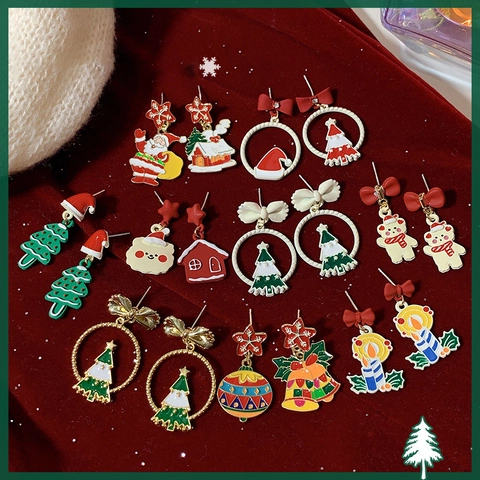 Weihnachtsohrringe Legierung Strass Schneeflocke Rentier Baum Mit 925 Sterling Silber Ohrstecker Schmuck Damen