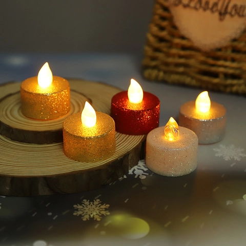 Candele LED Tealight Glitter Senza Fiamma A Batteria Candele Elettroniche Decorazione Per Matrimonio Compleanno Proposta Festa