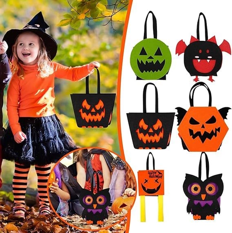Halloween Sac De Bonbons Feutre Sac À Main Citrouille Chauve-Souris Hibou Fantôme Cadeaux De Fête Enfants
