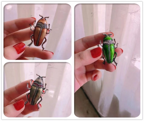 Spilla Scarabeo Lega Smalto Strass Insetto Spille Vintage Moda Accessorio Per Abbigliamento Per Donna Uomo