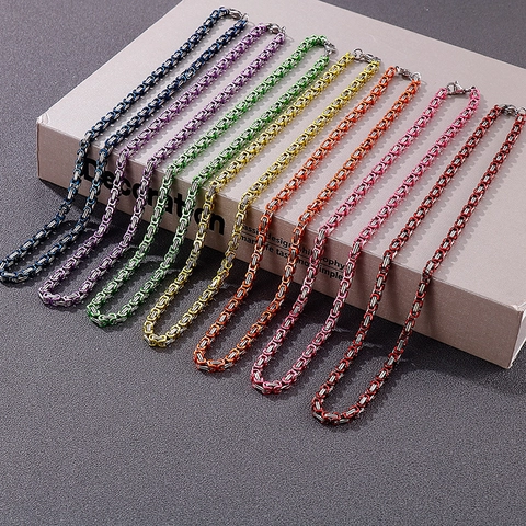 Collana A Catena Bizantina Acciaio Inossidabile Verniciato Colorato Punk Hip Hop Gioielli Streetwear Per Uomo Donna