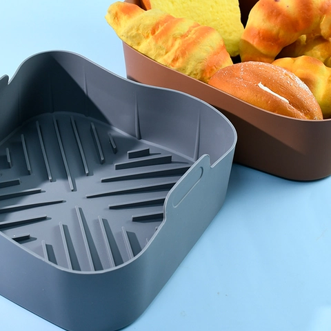 Bandeja De Silicona Para Freidora De Aire Cuadrada Revestimiento Reutilizable Resistente Al Calor Con Asas Para Horno