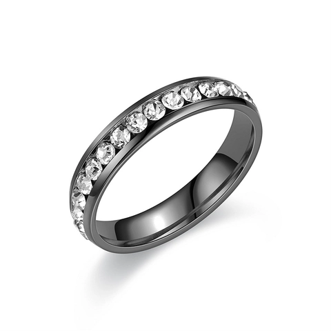 Stainless Steel Eternity Ring Full Circle Cubic Zirconia Inlaid Elegant Trendy Niche Jewelry For Women Men Couples