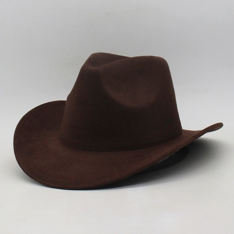Sombrero De Vaquero Occidental Gamuza Poliéster Fieltro Ala Ancha Vintage Color Sólido Protección Solar Exterior Estilo Jazz