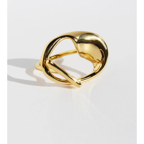 Vintage Messing Gold Überzogen Drehung Ring Skulpturale Unregelmäßige Verstellbare Offene Fingerring Elegante Mode Schmuck Zubehör Für Damen