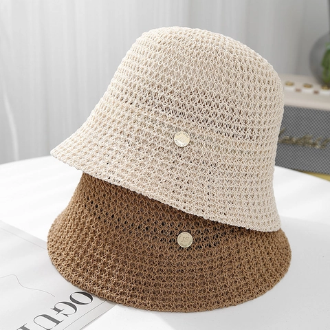 Cappello Da Pescatore In Maglia Donna Uncinetto Traspirante Protezione Solare Elegante Pieghevole Estate